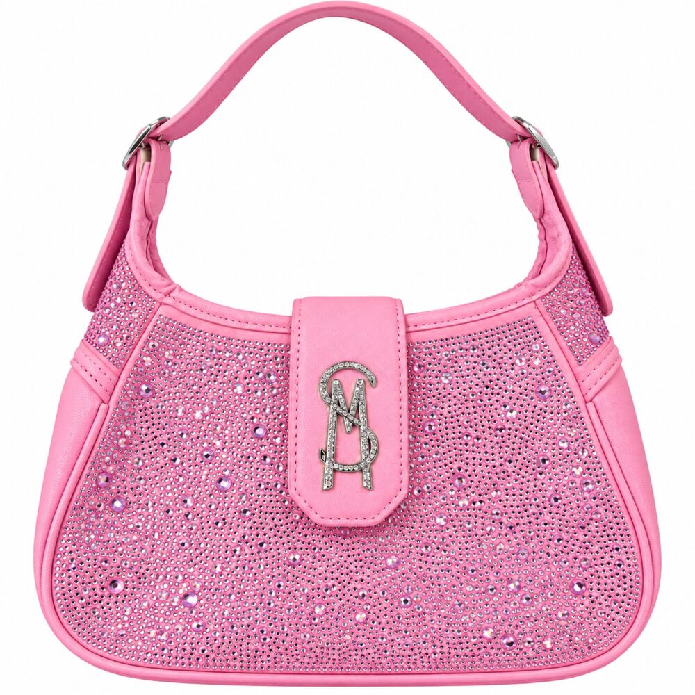 Steve Madden Pink Rhinestone Hobo Shoulder Bag Crystal Y2K Glam Handbag